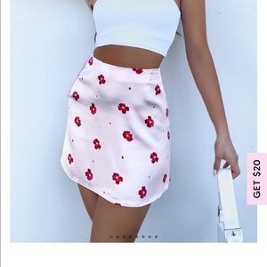 Pink Floral Mini Skirt